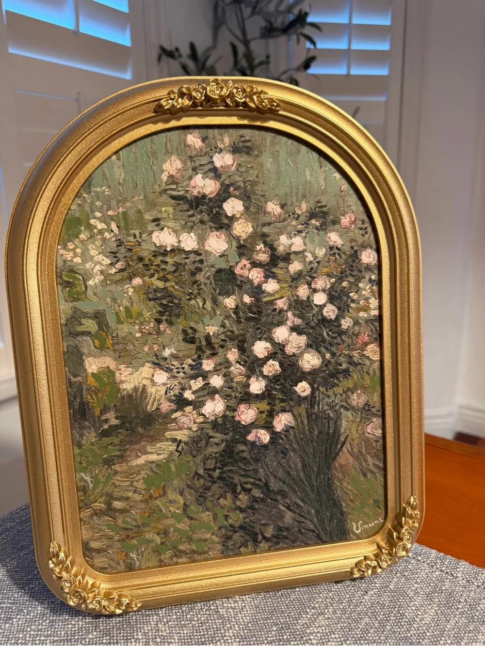 11x14 Roses by Vincent Van Gogh gold arched vintage inspired art work
